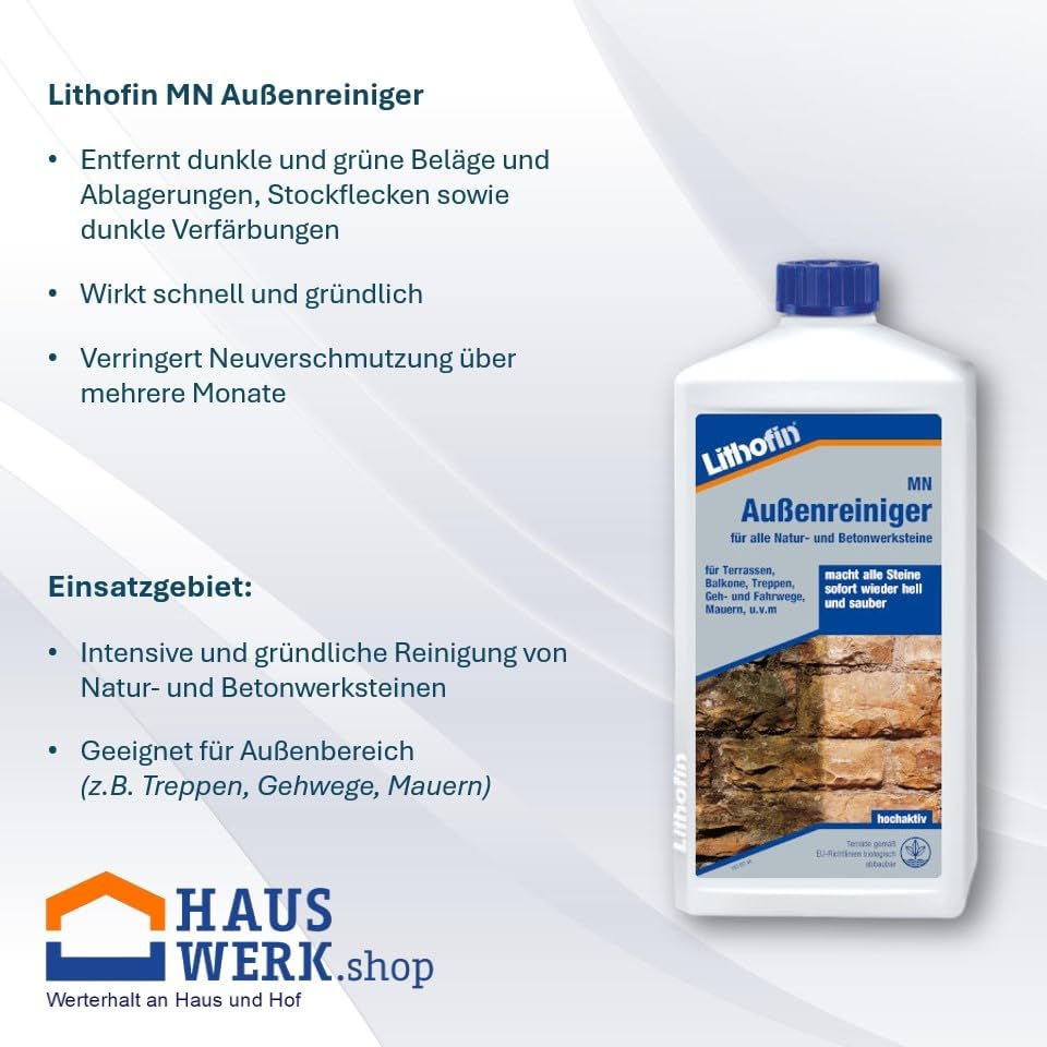 Set Lithofin Allex 1 Liter + 500 ml MN Aussenreiniger + Bürste + Haushaltshandschuhe