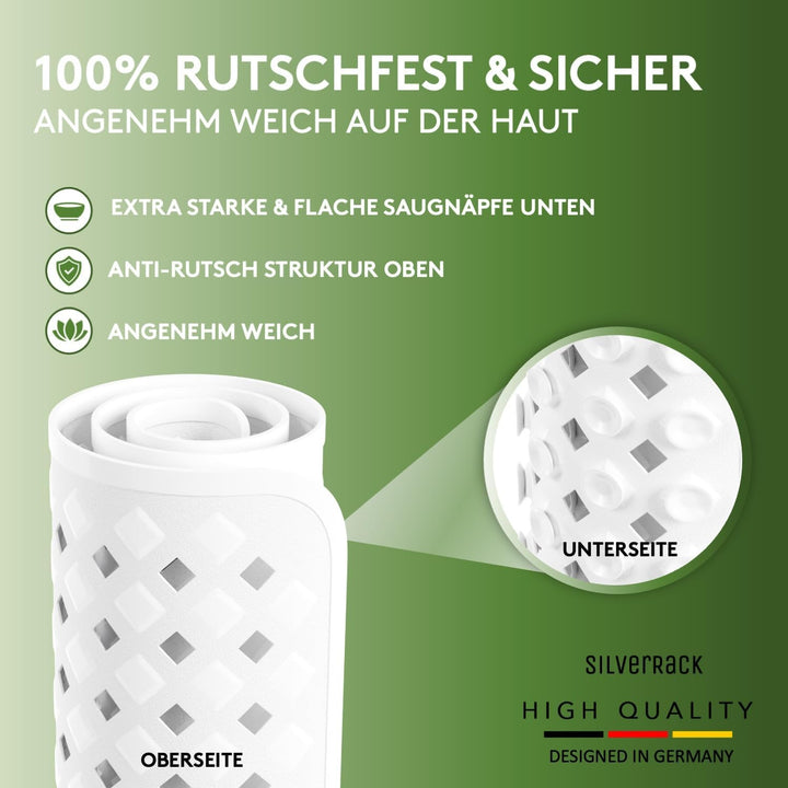 SilverRack Badewannenmatte 88x40 cm (Weiss RAUTEN) - Antirutschmatte Badewanne BPA frei für Kinder u