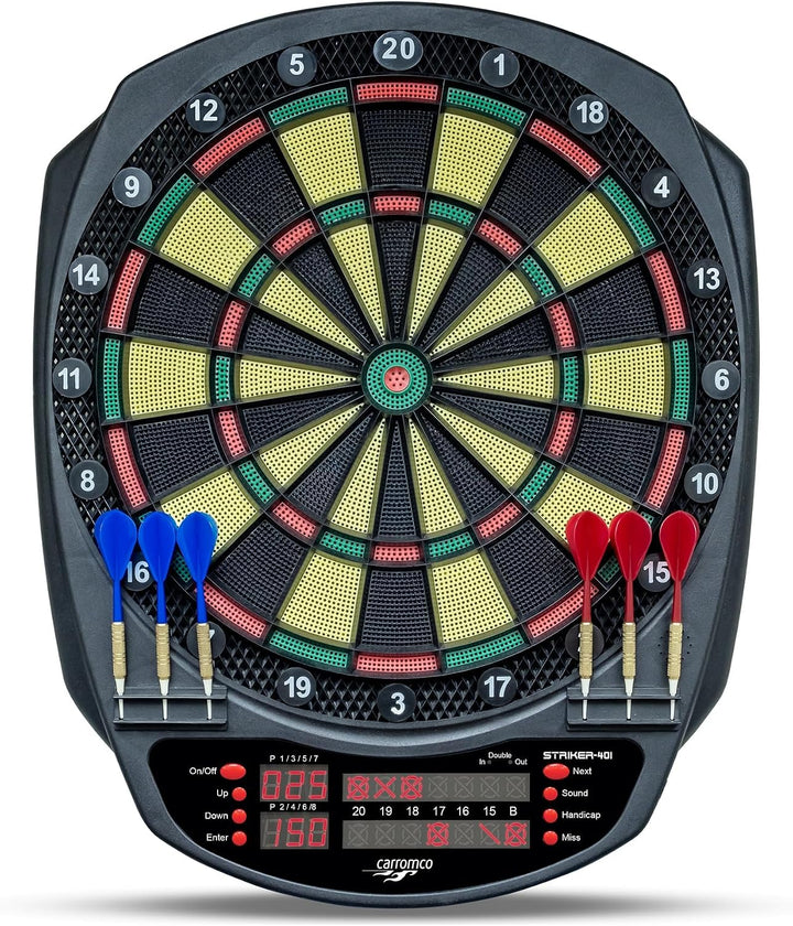 Carromco 92445 Dartboard STRIKER-401 - Elektronische Dartscheibe mit Pfeilen, Dart Set für 44204 Spi
