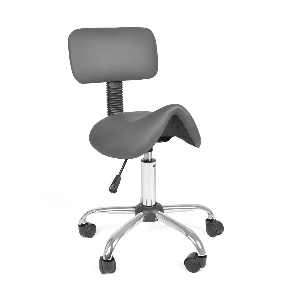 Mingone Sattelhocker mit Rückenlehne Drehhocker Arbeitsstuhl Ergonomisch Bürohocker mit Rollen Satte