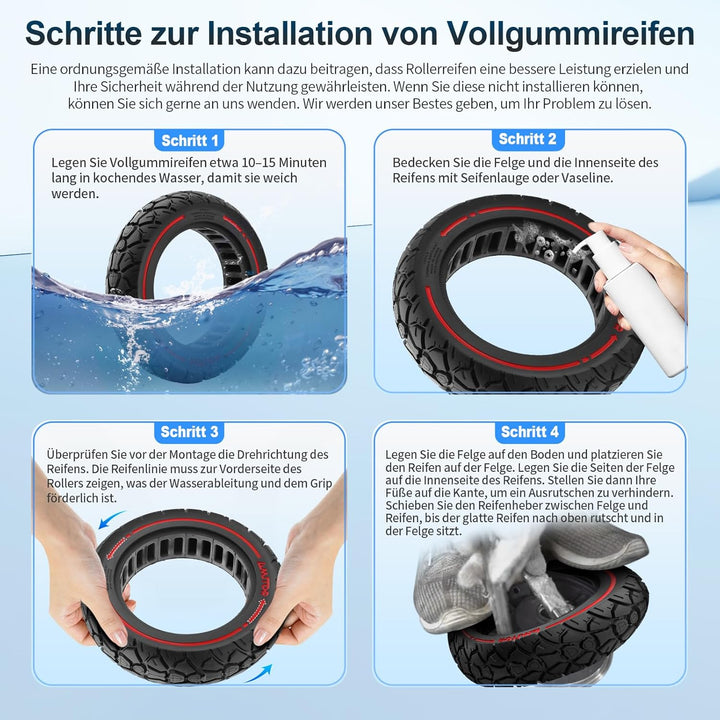 10X2,5(250x64 60/70-6,5) Vollgummireifen 10 Zoll Solide Reifen für Ninebot Max G30/Max G30D/Max G30D