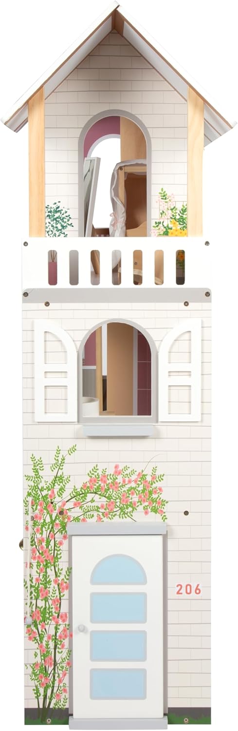 small Foot Puppenhaus Traumvilla XL aus Holz, 3 Etagen mit Aufzug, mit umfangreichem Zubehör, für Mo