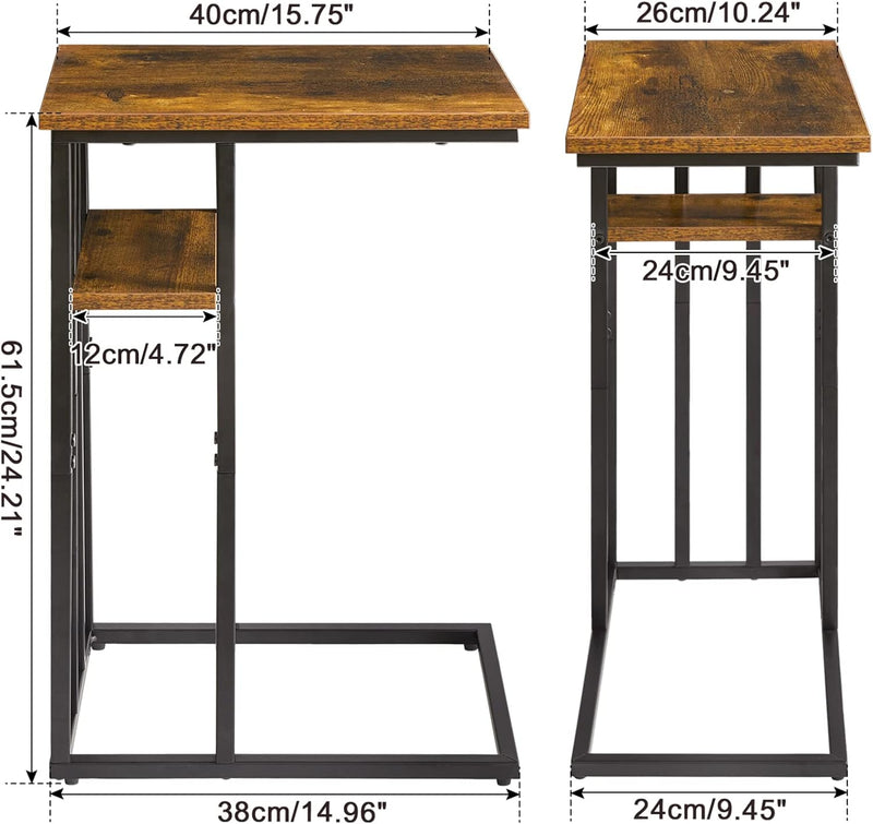 IBUYKE Beistelltisch, C-Form, Laptoptisch, Kleiner Sofatisch, Sofatisch mit Rollen, Wohnzimmertisch