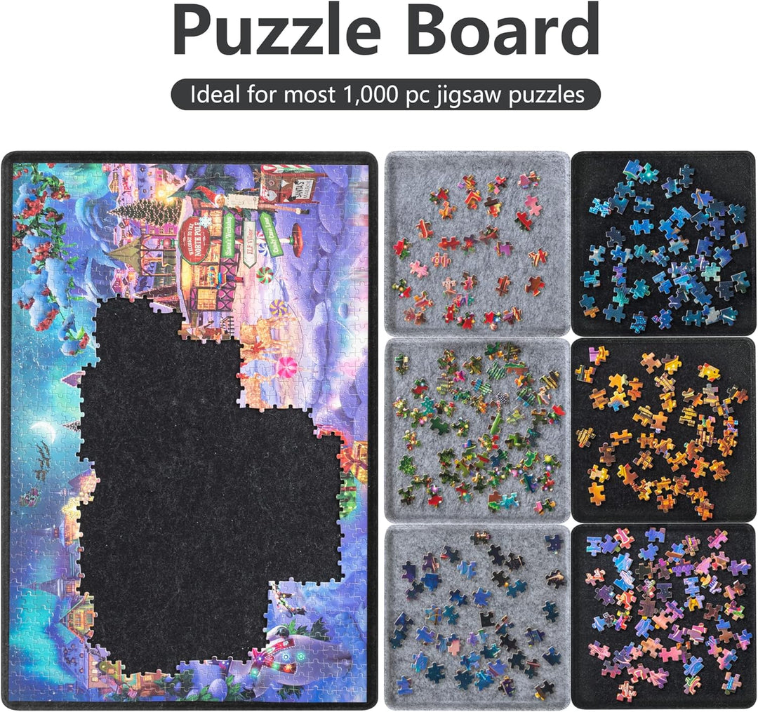 Lavievert Jigsaw Puzzle Brett zur Puzzle Aufbewahrung mit 6 Sortierfächern für bis zu 1000 Teile – S