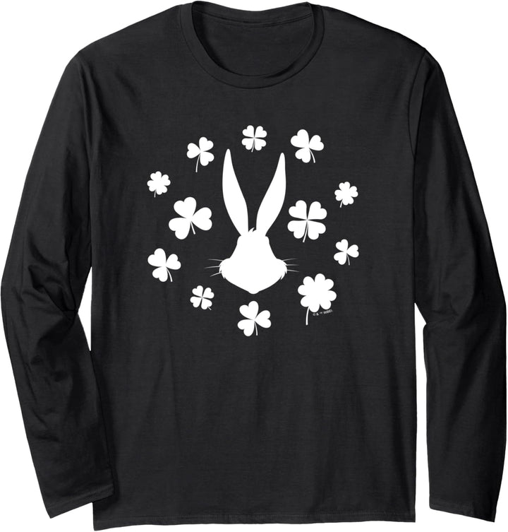 Looney Tunes Bugs Bunny St. Patrick's Clover Silhouette Langarmshirt