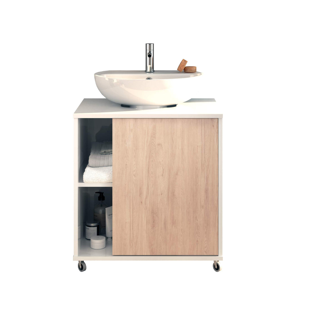 MUEBLES PITARCH Sintra Möbelstück zum Abdecken von Waschbecken, Holzwerkstoff, Kombination Weiss und