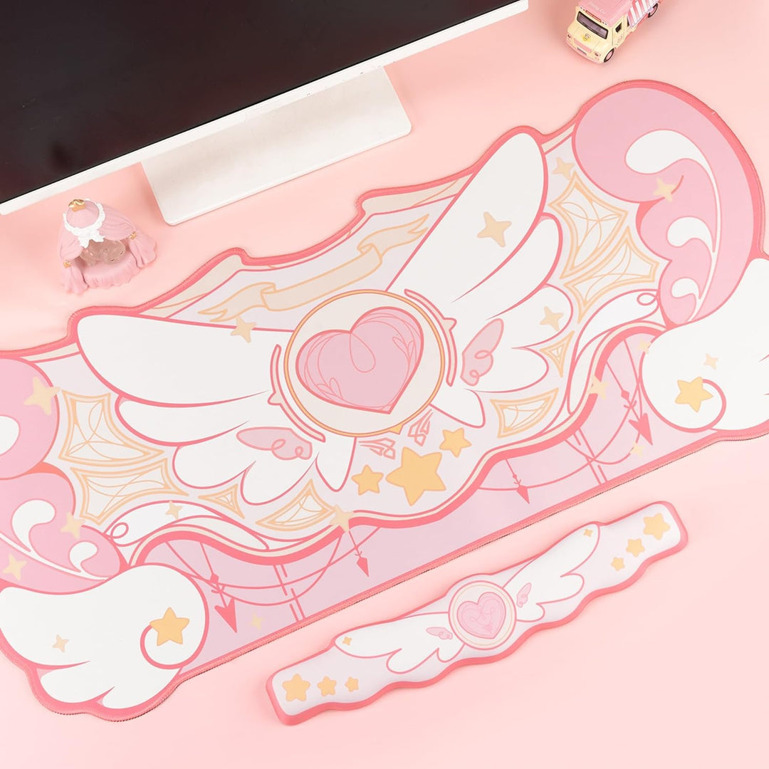 GeekShare Kawaii Mauspad Handgelenkstütze Set - rutschfeste Gummibasis Schreibtischmatte und Memory