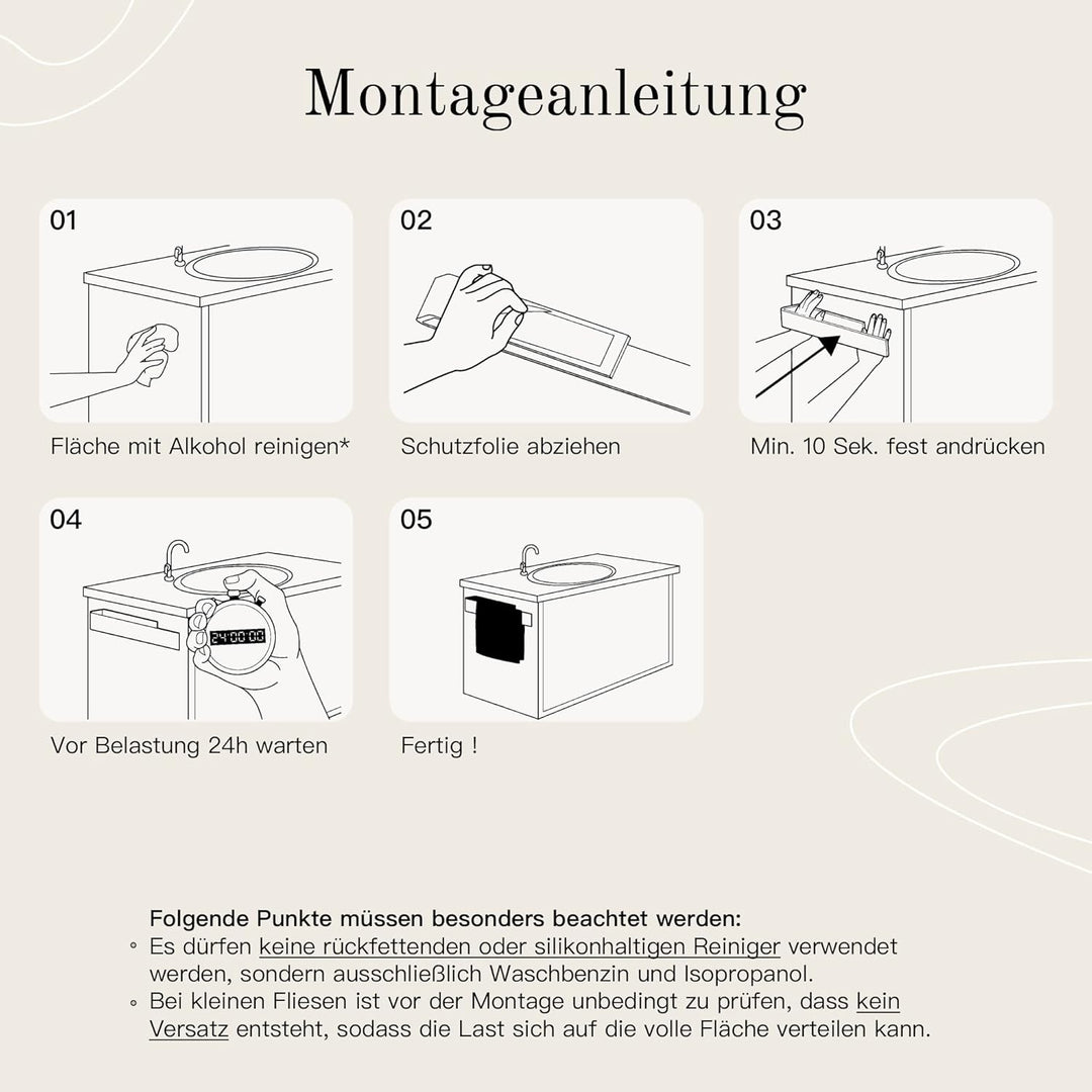 Designfabrik Hamburg Handtuchhalter ohne Bohren | Handtuchhalter Wand für Bad &amp; Küche | Handtuchring