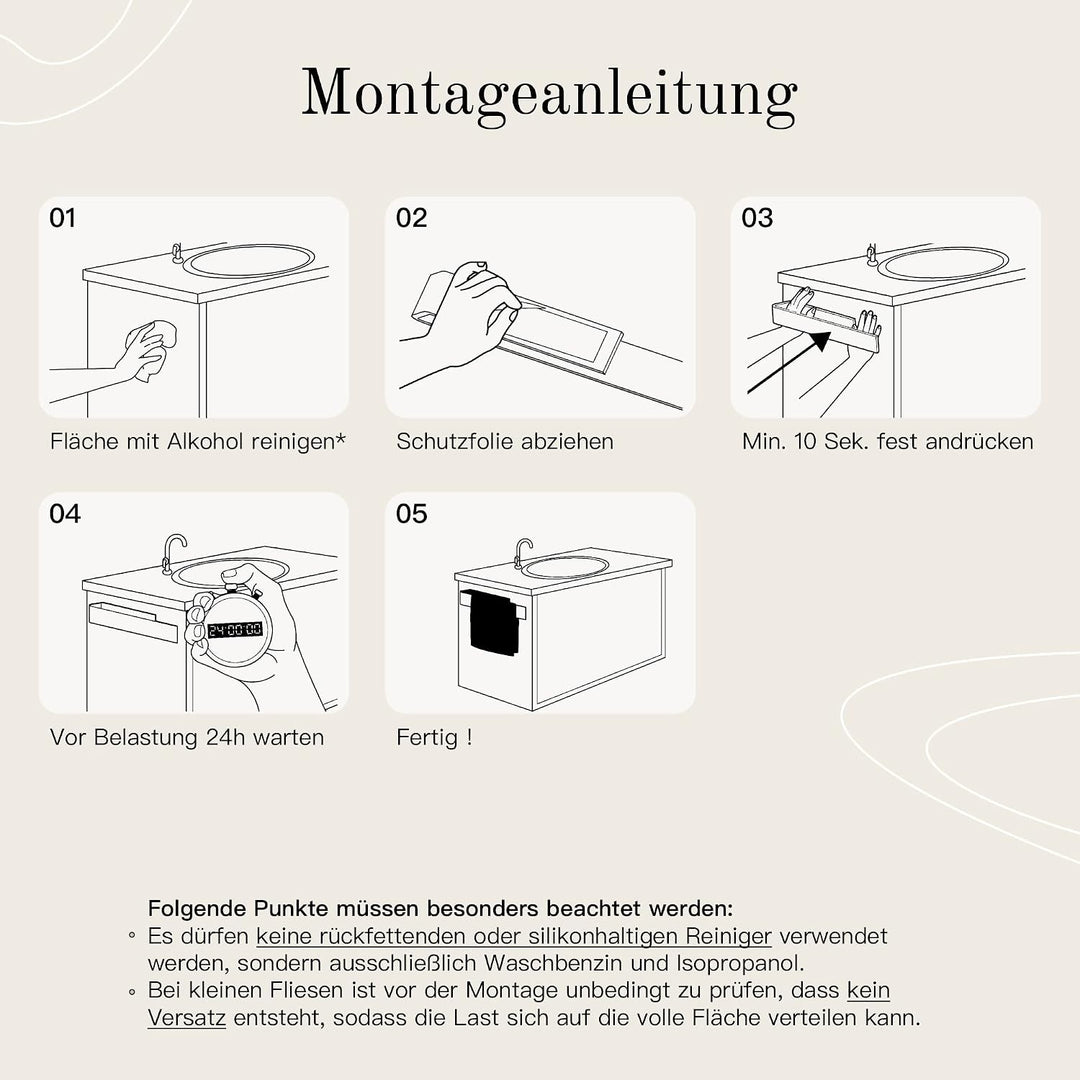 Designfabrik Hamburg Handtuchhalter ohne Bohren | Handtuchhalter Wand für Bad &amp; Küche | Handtuchring