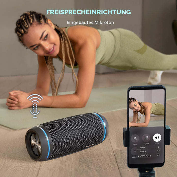 W-KING Bluetooth Lautsprecher, 36W Musikbox Tragbarer Bluetooth Box mit 360° Rundumklang, Kabellose
