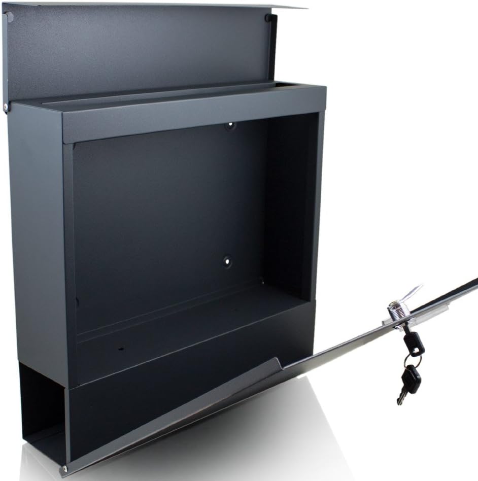 BITUXX® Wandbriefkasten 17373 Briefkasten Postkasten Mailbox Letterbox mit Zeitungsfach Dunkelgrau