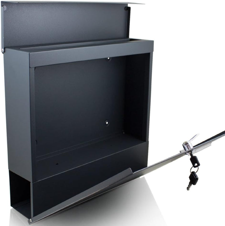 BITUXX® Wandbriefkasten 17373 Briefkasten Postkasten Mailbox Letterbox mit Zeitungsfach Dunkelgrau