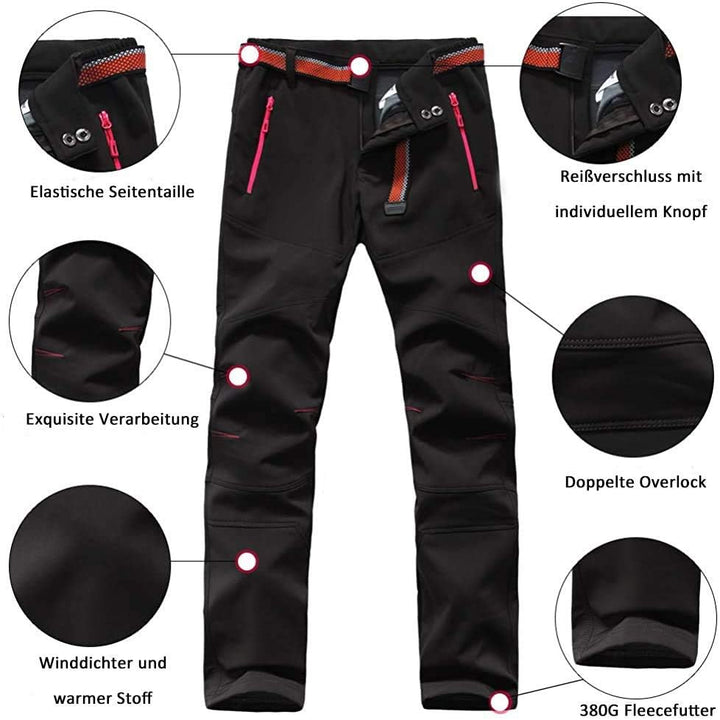 FLYGAGA Damen Outdoorhose Softshellhose Wanderhose Gefüttert Fleece Warm Wasserdicht Winddicht Softs
