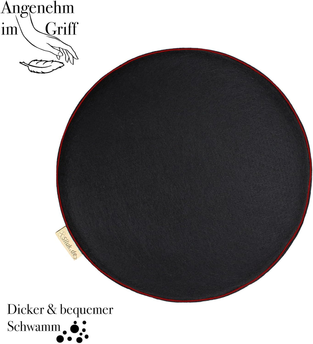 SILUK gemütliches Sitzkissen aus Filz Ø 36cm - Komfortable Waschbare - 4er Set Grau I Schwarz für Ba