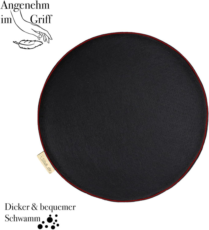 SILUK gemütliches Sitzkissen aus Filz Ø 36cm - Komfortable Waschbare - 4er Set Grau I Schwarz für Ba