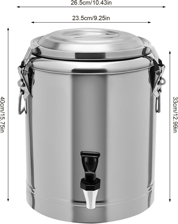 14L Isolierter Edelstahl Eimer mit Deckel für Camping | Thermotransportbehälter mit Wasserhahn &amp; The