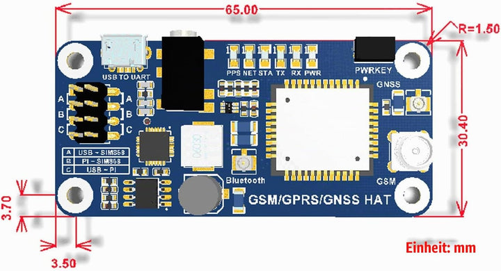 Waveshare GSM/GPRS/GNSS HAT Expansion Board Compatible with Raspberry Pi,with Low-Power Consumption
