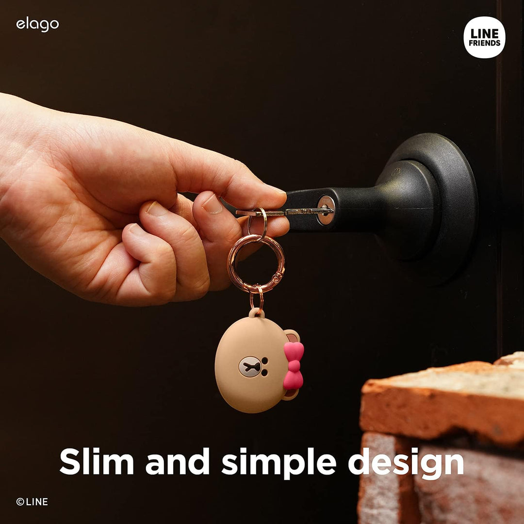 elago I LINE Friends Silikon Hülle Kompatibel met für Apple AirTag 2 &amp; 1 Gen - Voller Schutz, Inklus