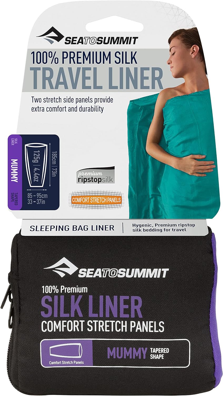 Sea to Summit Schlafsack Hüttenschlafsack Silk Stretch Liner - Mummy marineblau 92 x 210 cm cm, mari