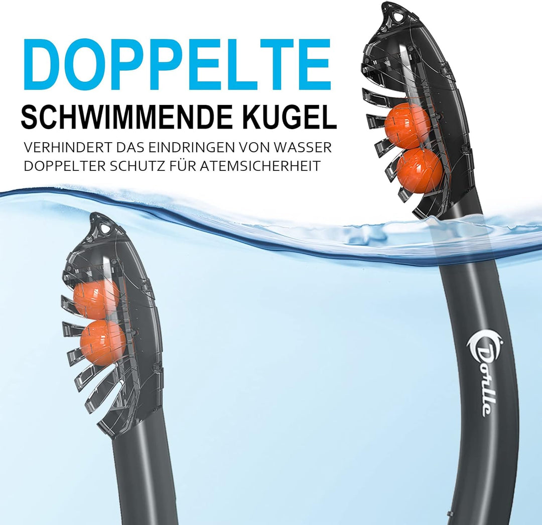 Dorlle Schnorchelset, Neu Verbesserte Panorama Schnorchelmaske, wasserdichte Tauchmaske Anti-Fog Ant