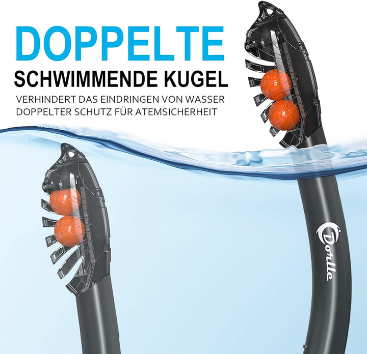 Dorlle Schnorchelset, Neu Verbesserte Panorama Schnorchelmaske, wasserdichte Tauchmaske Anti-Fog Ant
