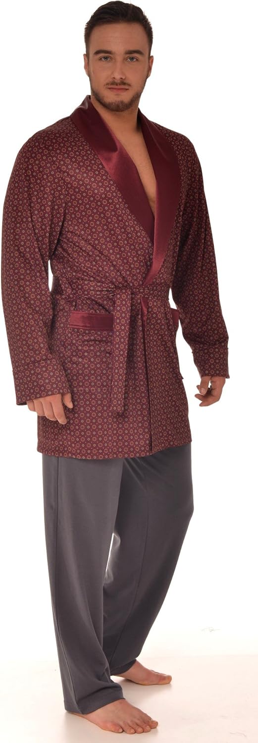 Herren Morgenmantel - Revise Brais RE-503 - Kurz - Dünn und leicht M Bordeaux rot, M Bordeaux rot