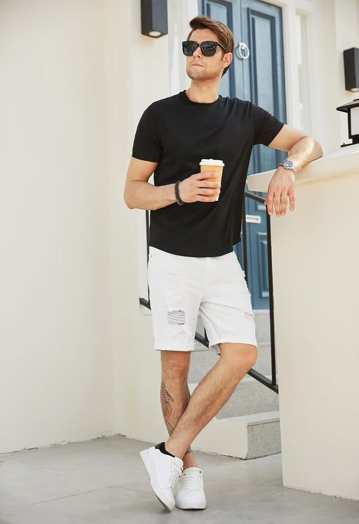 Jeans Shorts Kurze Herren Shorts Sommer Denim Western Casual C Weiss XXL, C Weiss XXL