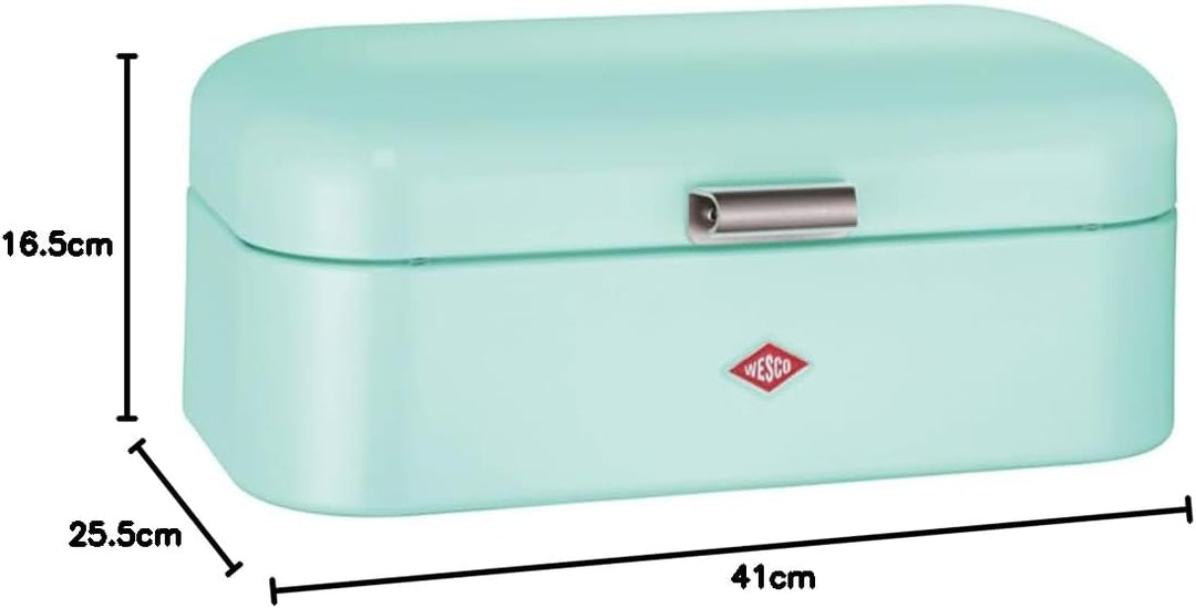Wesco Grandy Brotkasten in der Farbe mint, pulverbeschichtetes Stahlblech, Lüftungslöcher und stabil