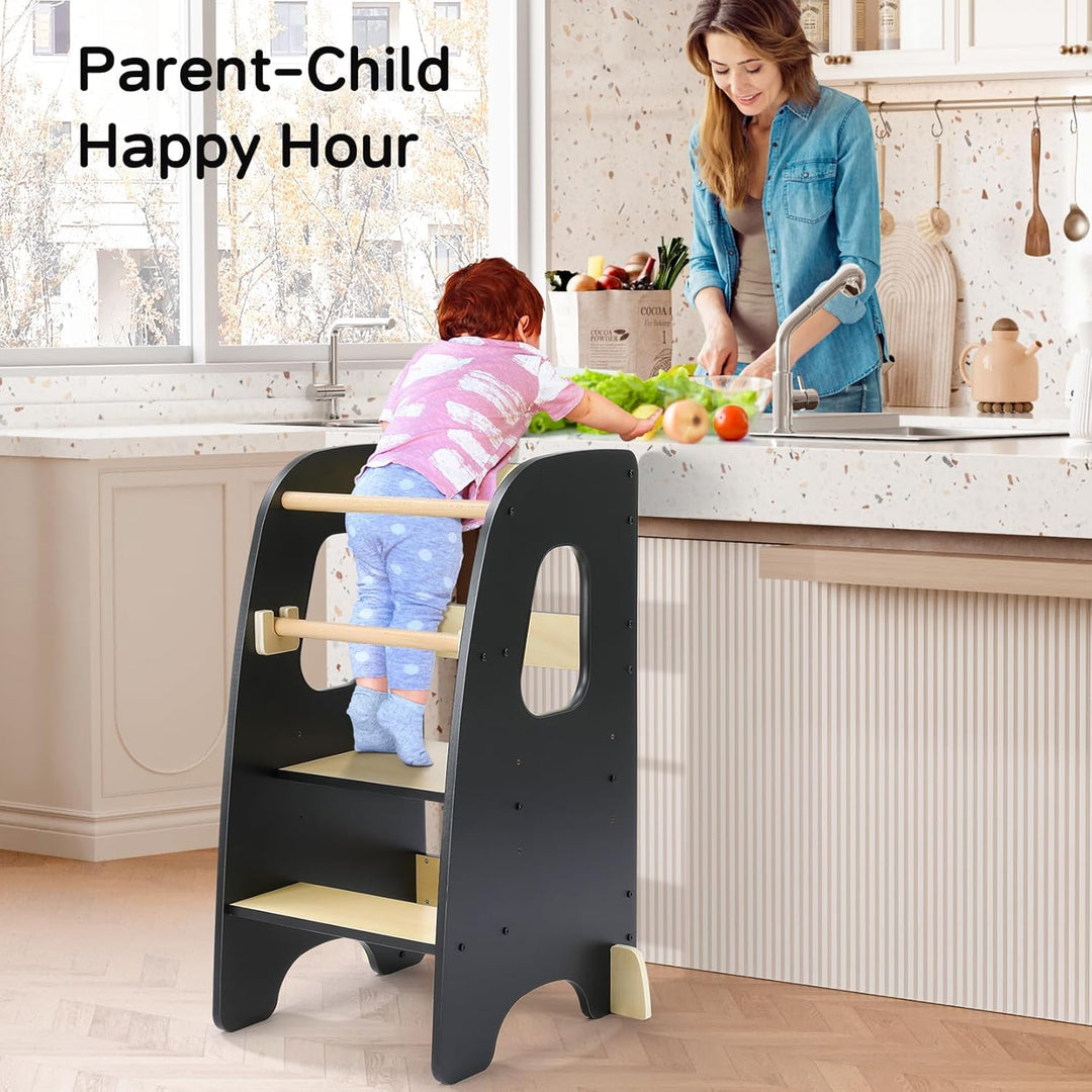 Ezebaby Lernturm ab 1 Jahr, Learning Tower, Höhenverstellbar Montessori Lernturm mit Kippschutz, Abn