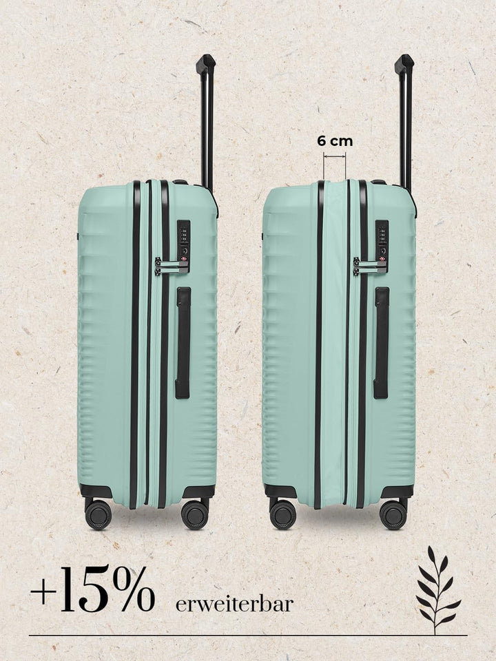 Farmhood Eco Edition nachhaltiges Hartschalen Koffer-Set 3-teilig | Trolleys mit Dehnfalte erweiterb
