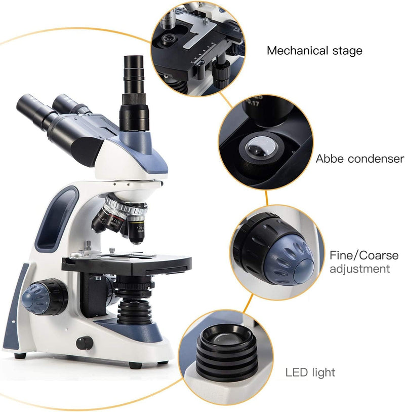 SWIFT SW380T 40X-2500X, Trinokulares Verbund-Labormikroskop mit doppellagiger mechanischer Bühne, Si