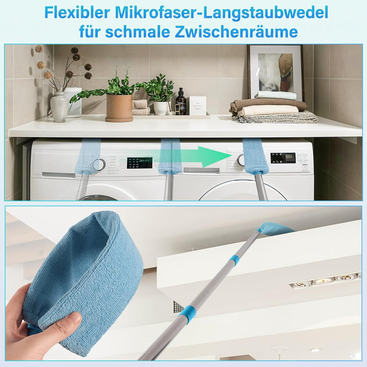 marysgift Staubwedel Teleskop Set, Staubwedel Lang Ausziehbar 310 cm, Staubwedel Waschbar mit 7×43 c