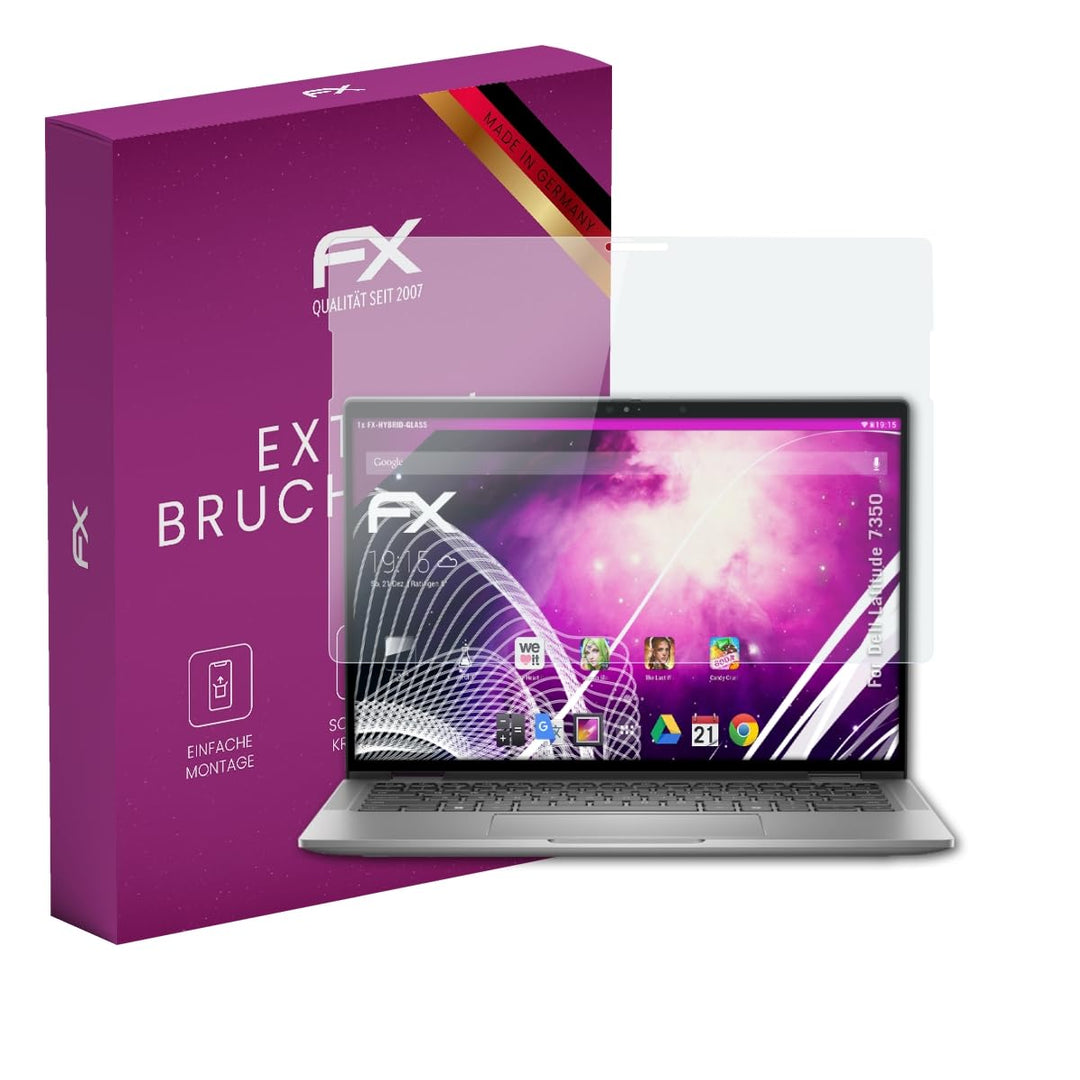 atFoliX Glasfolie kompatibel mit Dell Latitude 7350 Displayfolie, 9H Hybrid-Glass FX Schutzpanzer Fo