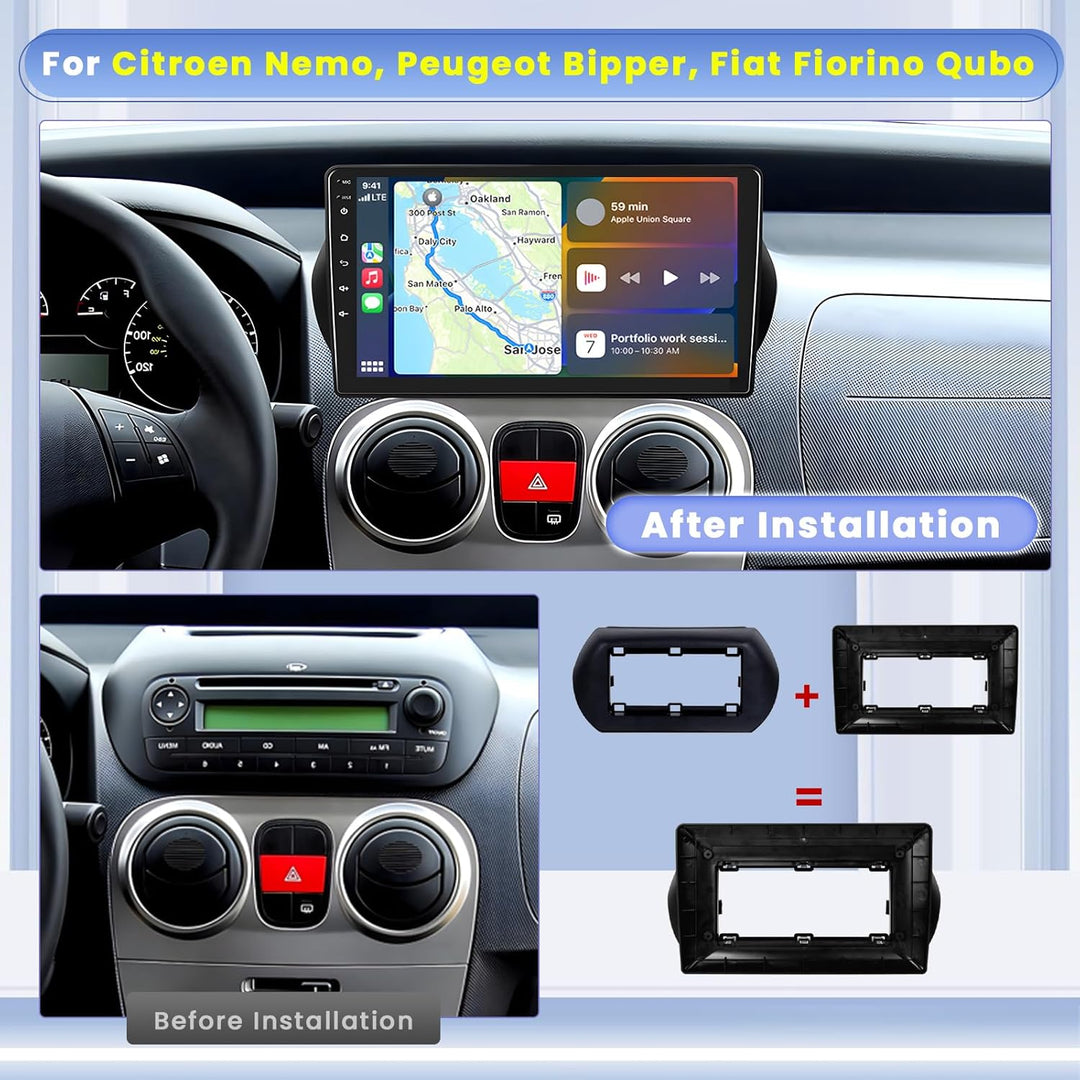 Hikity [8 core 4+64GB] Android 15 Autoradio, Wireless CarPlay Android Auto, für Citroen Nemo, Peugeo