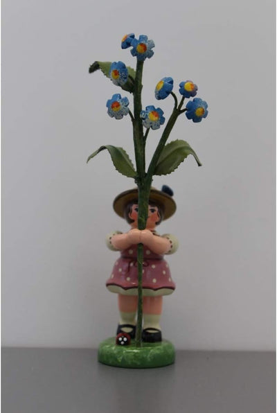 Hubrig Blumenmädchen 11cm Blumenkind mit Vergissmeinnicht Erzgebirge