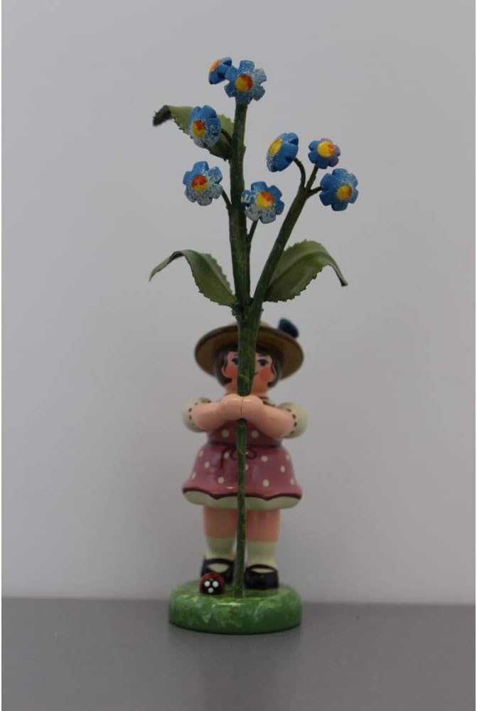 Hubrig Blumenmädchen 11cm Blumenkind mit Vergissmeinnicht Erzgebirge