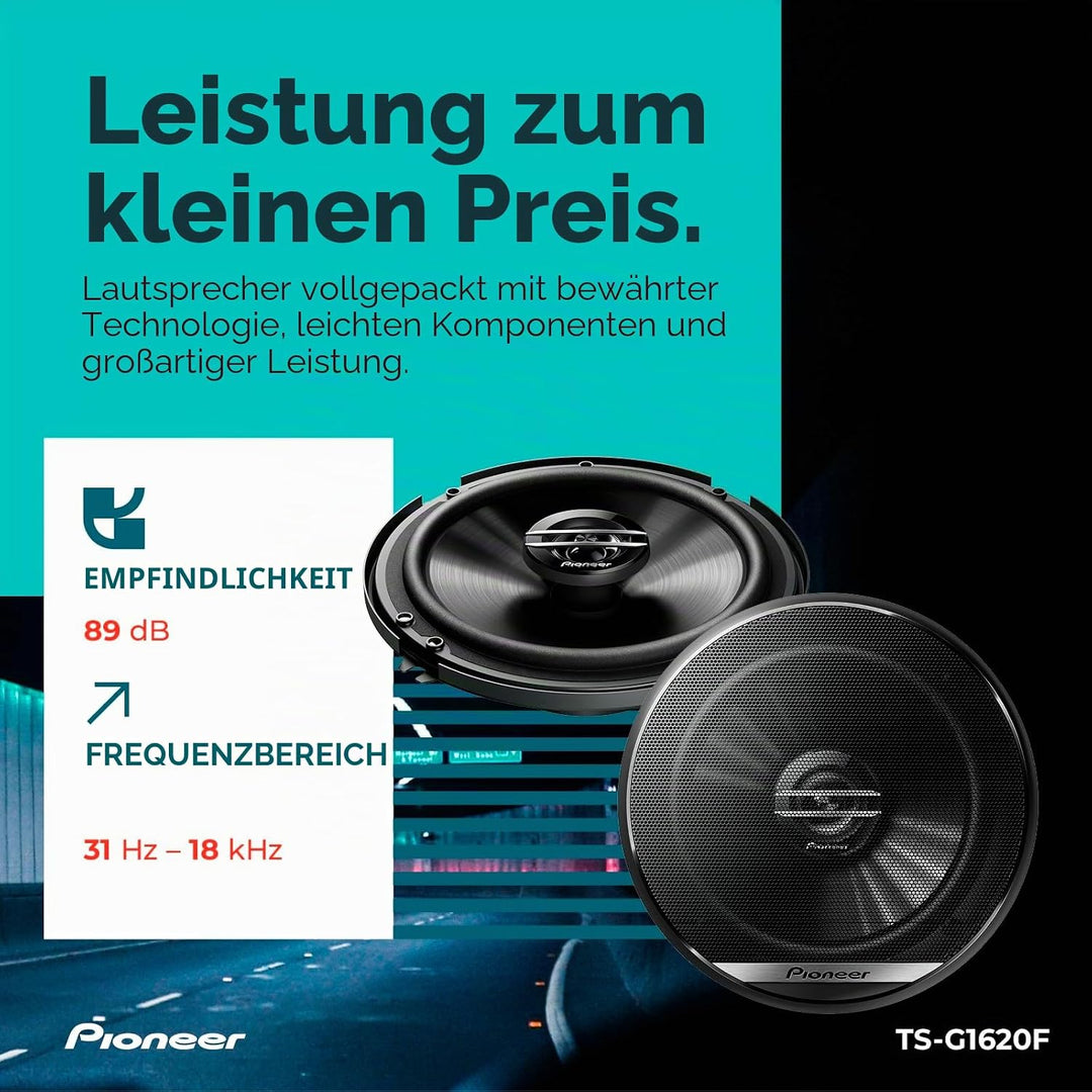 Pioneer TS-G1620F 2-Wege-Koaxial-Lautsprecher, 15,4 cm, 300 W max. / 40 W Nennweite, 32 x 18 x 8,1 c