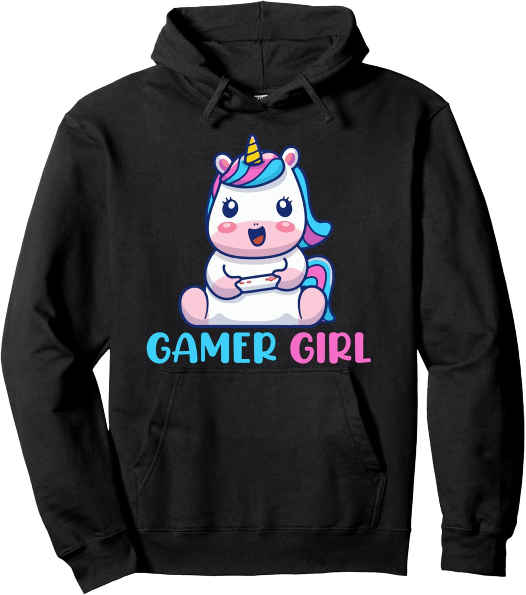 Einhorn Gamer Girl Controller Jungs Konsole Zocken Computer Pullover Hoodie