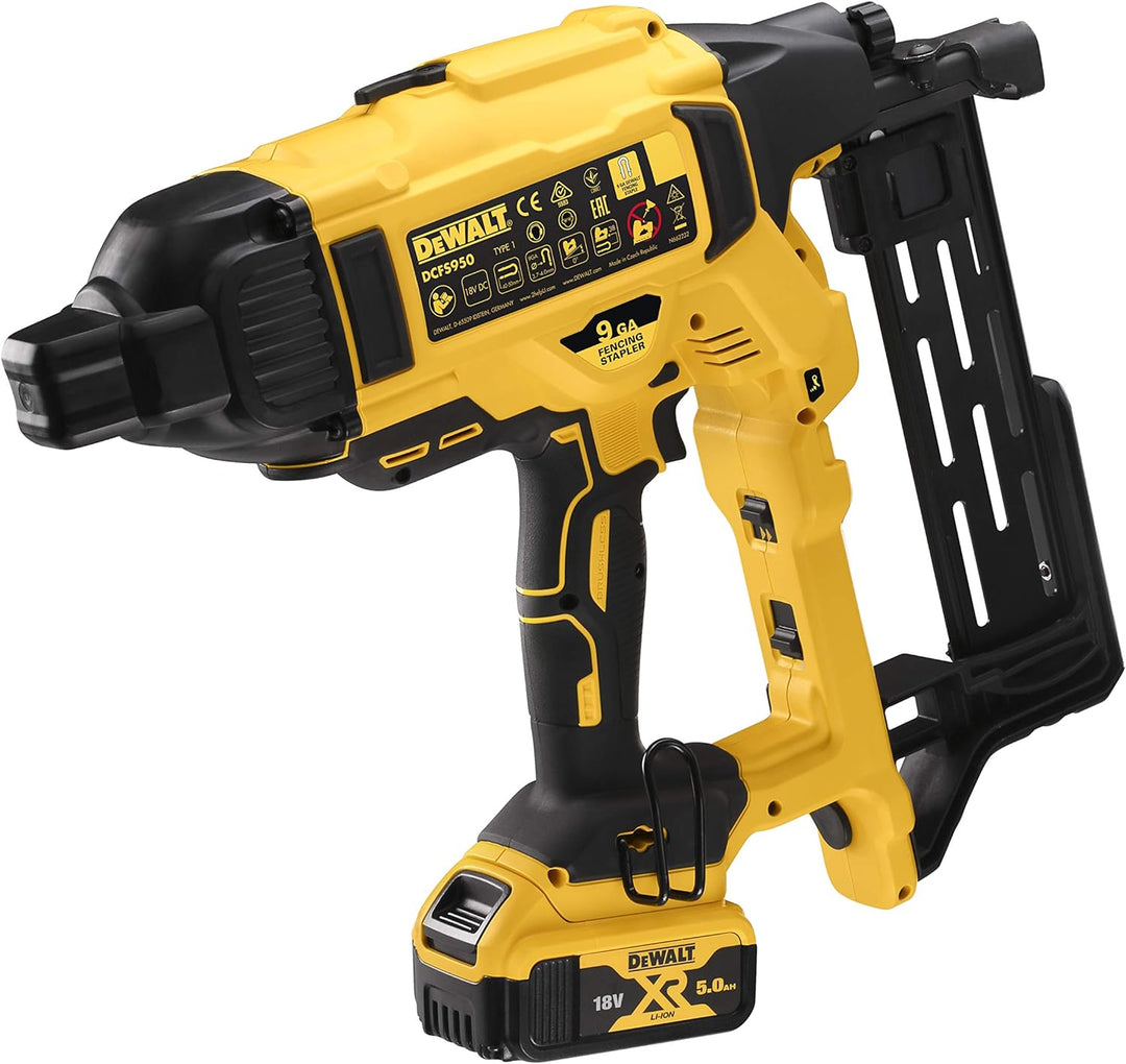 Dewalt DCFS950P2-QW Grapadora de Cercas sin escobillas XR 18V Li-Ion 5Ah, 90 W, 18 V, Gelb