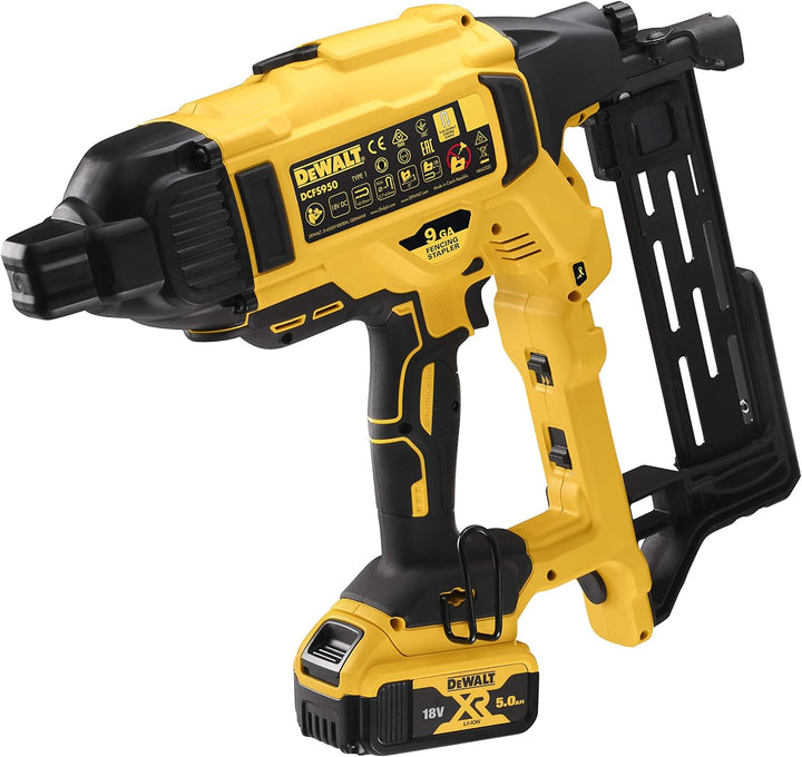 Dewalt DCFS950P2-QW Grapadora de Cercas sin escobillas XR 18V Li-Ion 5Ah, 90 W, 18 V, Gelb