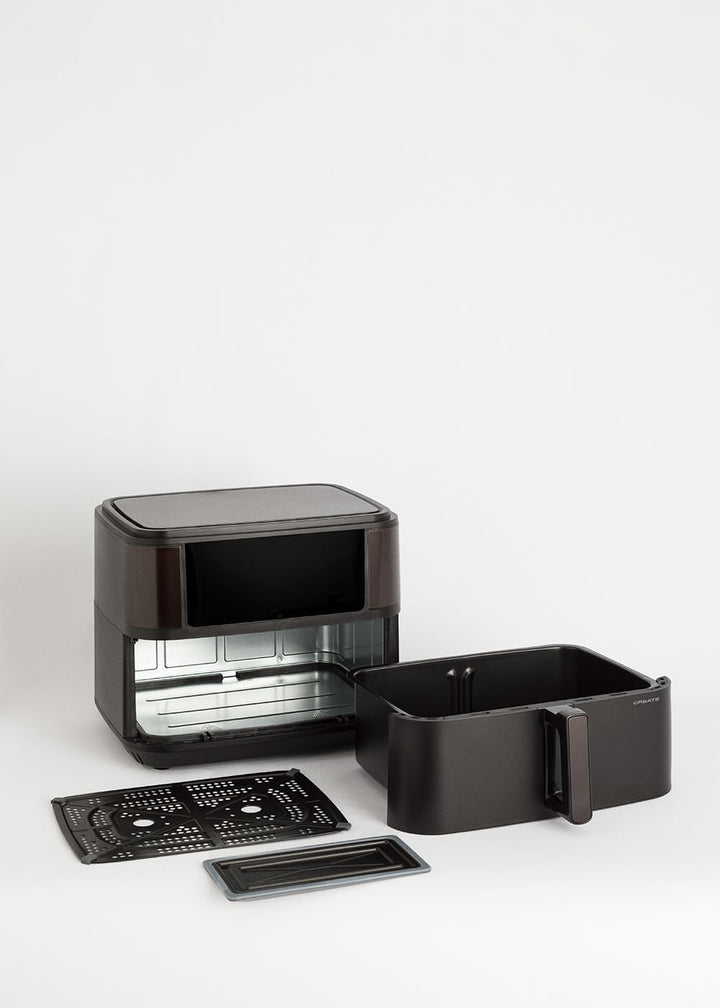 CREATE/FRYER AIR DUAL/Heissluftfritteuse 10L mit Trennwand Schwarz/Fassungsvermögen 7-8 Portionen, M