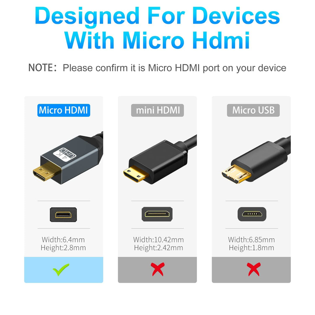 Twozoh Micro HDMI auf HDMI Kabel lang 10M, High-Speed HDMI auf Micro HDMI geflochtene Schnur Unterst