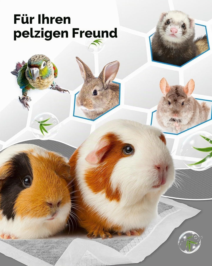BUCATSTATE Einweg PIPI Pads für Meerschweinchen 50 Stück, 6 Lagen Super Saugfähig Kleintier Pee Pads