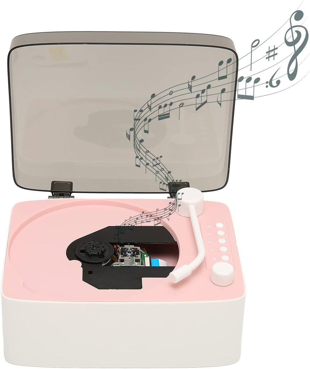 Vintage Retro CD-Player – Multifunktionaler Musikplayer mit HiFi-Lautsprechern und -Funktion (Rosa),