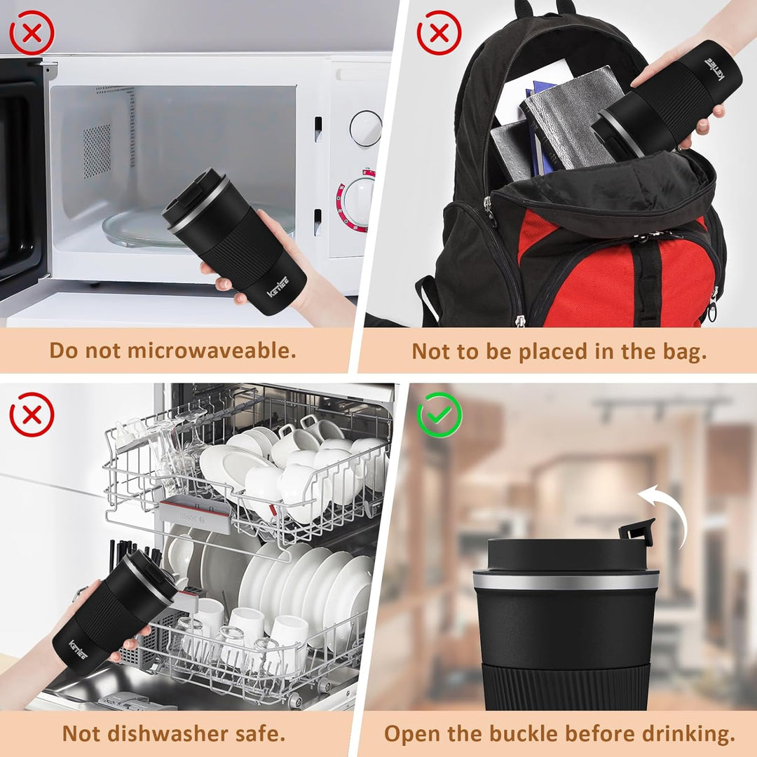 KETIEE Kaffeebecher to go,510ml Thermobecher Kaffee-to-go,Kaffeebecher Thermo,Doppelwandig Reisebech