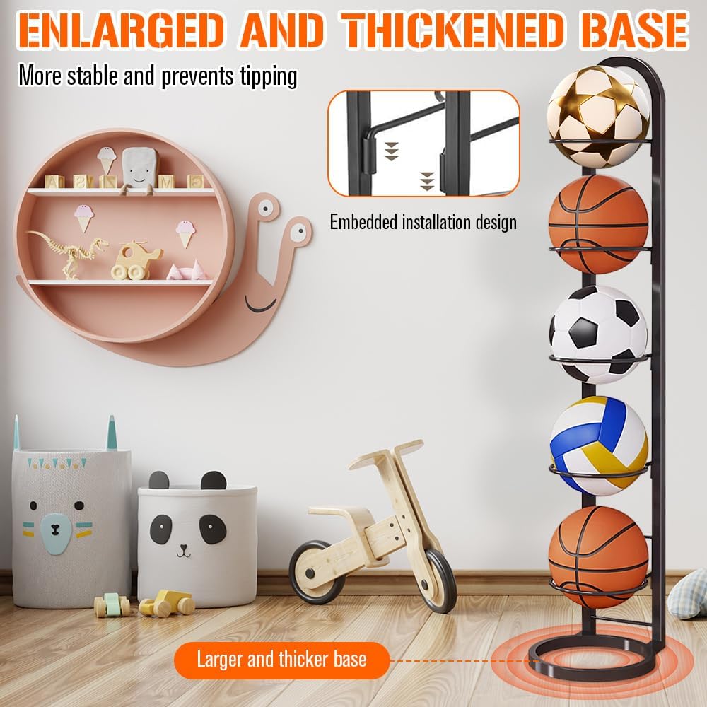 Stufiger Ballständer, Vertical Ballregal Fussball Ständer, Abnehmbares Standing Rack Halter, Ball Au