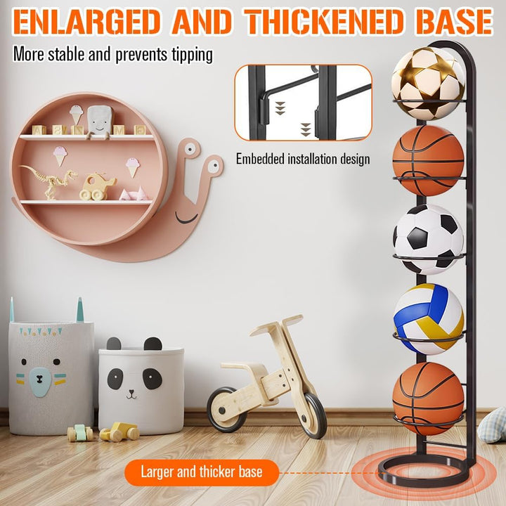 Stufiger Ballständer, Vertical Ballregal Fussball Ständer, Abnehmbares Standing Rack Halter, Ball Au