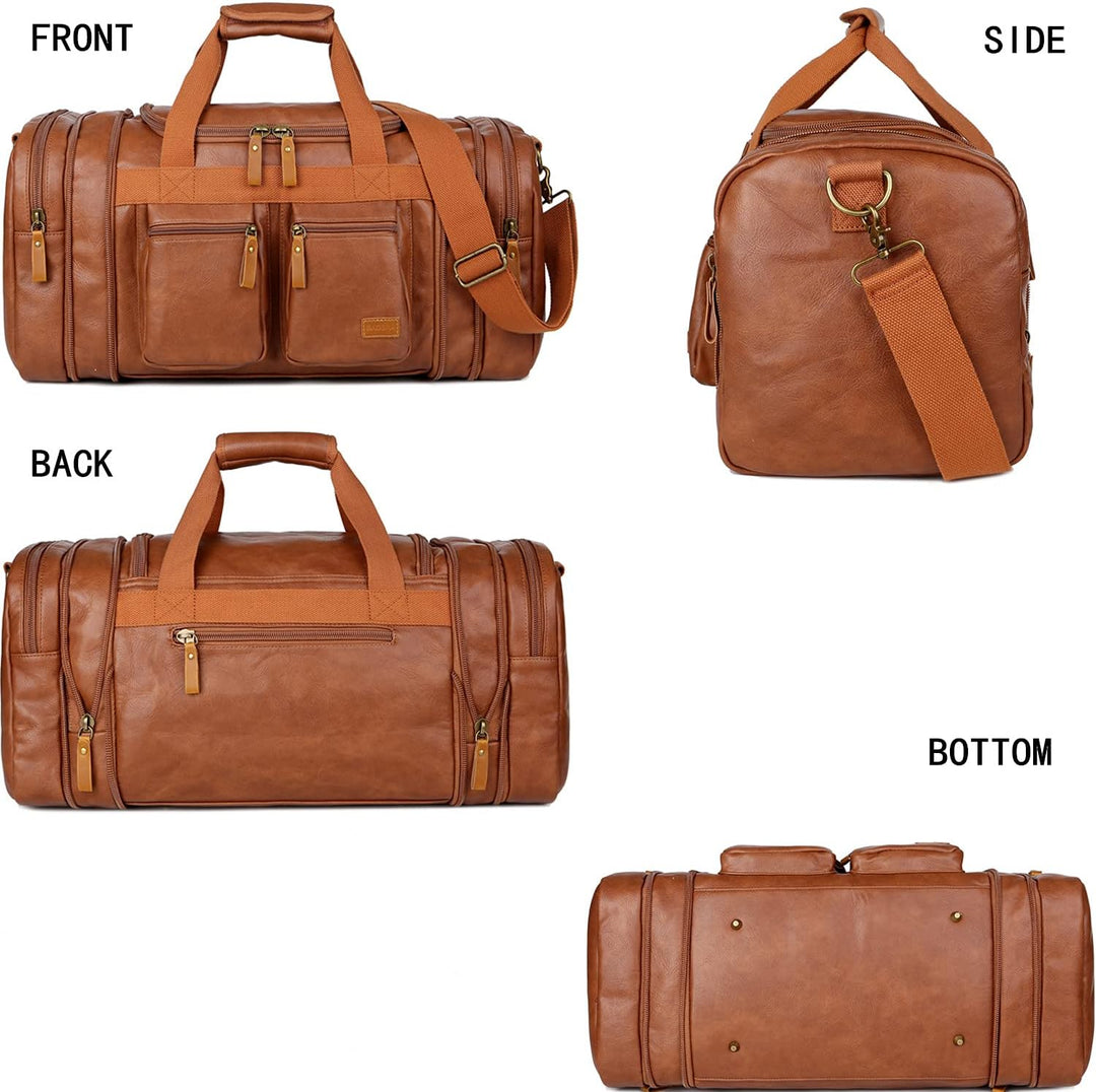 HB-21 Reisetasche, Wochenendtasche, Leder, zum Handgepäck, für Damen und Herren, braun, Braun