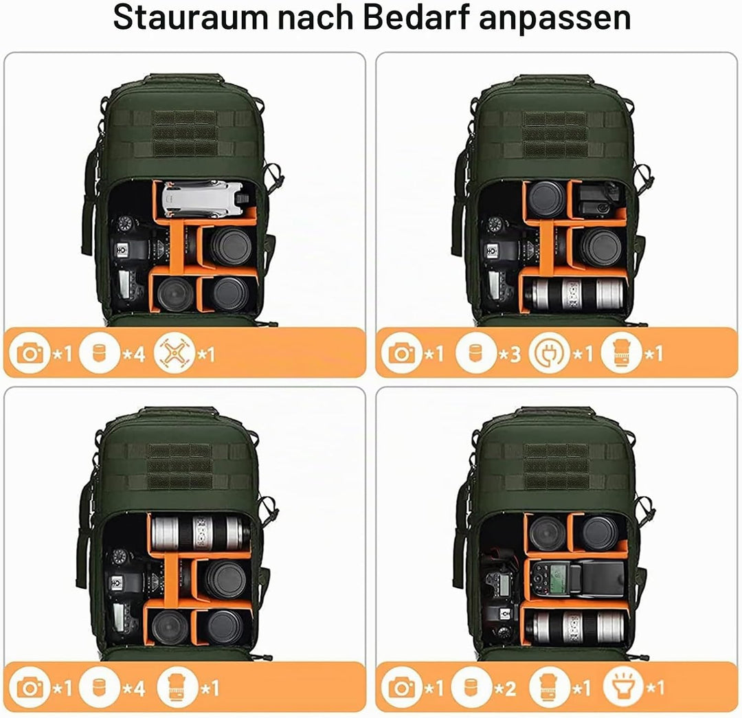 MOSISO Kamerarucksack, DSLR/SLR/Spiegellose Fotografie Taktisch Kamera Tasche Hülle Wandern im Freie