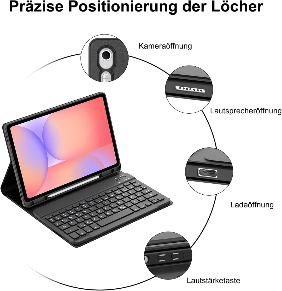 Tastatur für Samsung Galaxy Tab S10 Lite/S10 FE/S9 FE 10.9" &amp; S9 11" | Hülle mit Bluetooth Magnetisc